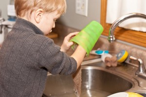 kids cleaning the house